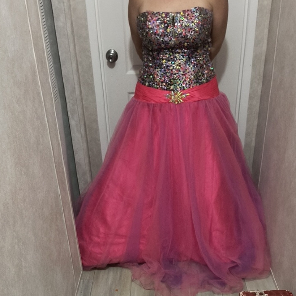 Alexia Designs Pink Strapless Maxi Dress for Prom